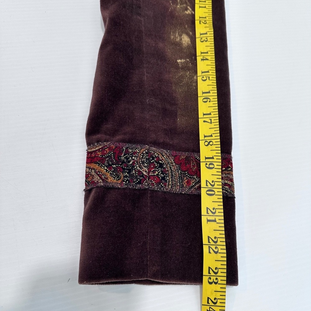 SPANER Women's Brown Velvet Paisley‎ Trimmed Long Blazer Jacket Size 6 - Picture 6 of 8
